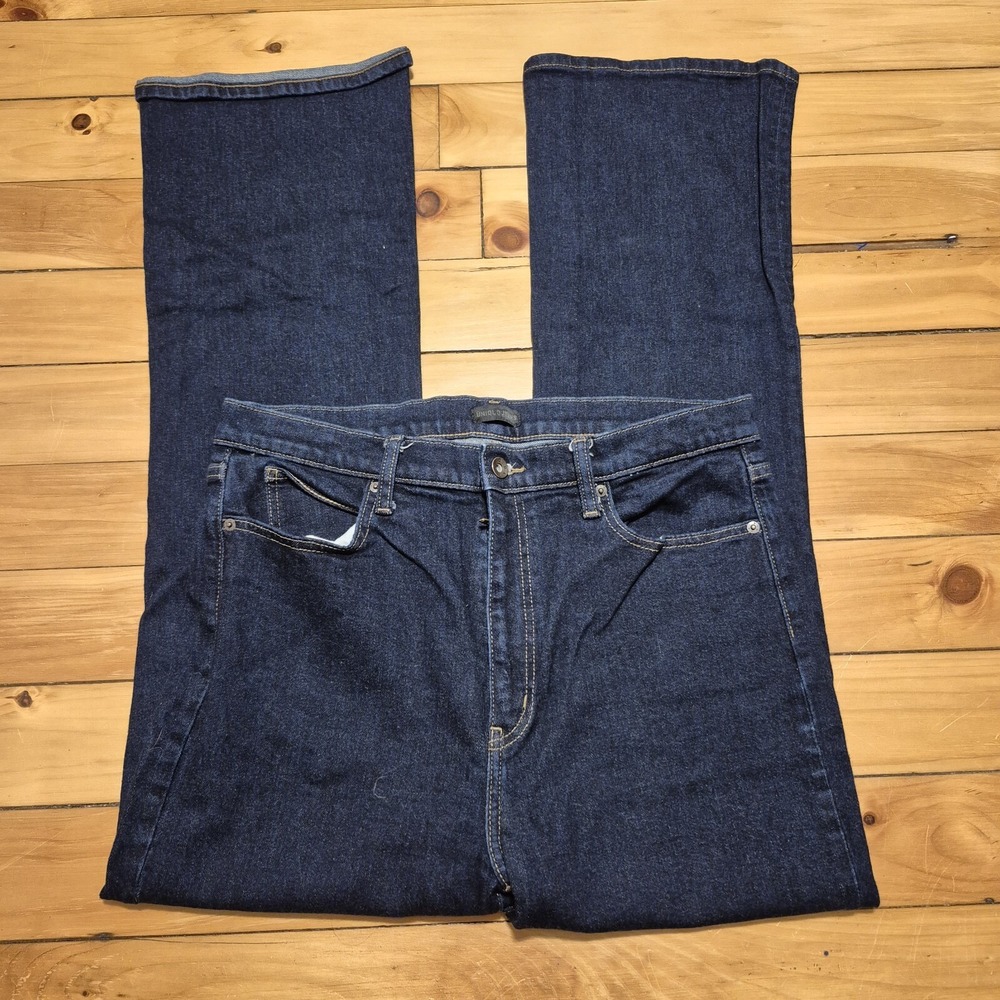 Uniqlo Bootcut Jeans Womens 32 Kaihara Dark Wash Stretch Denim High Rise Western